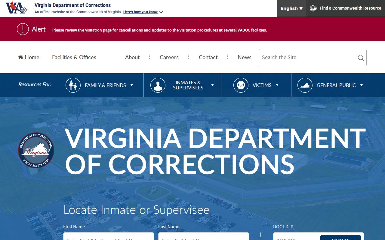 Craig County arrest record search through the VADOC inmate and supervisee locator