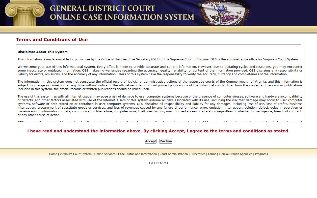 Craig County criminal court case locality search interface