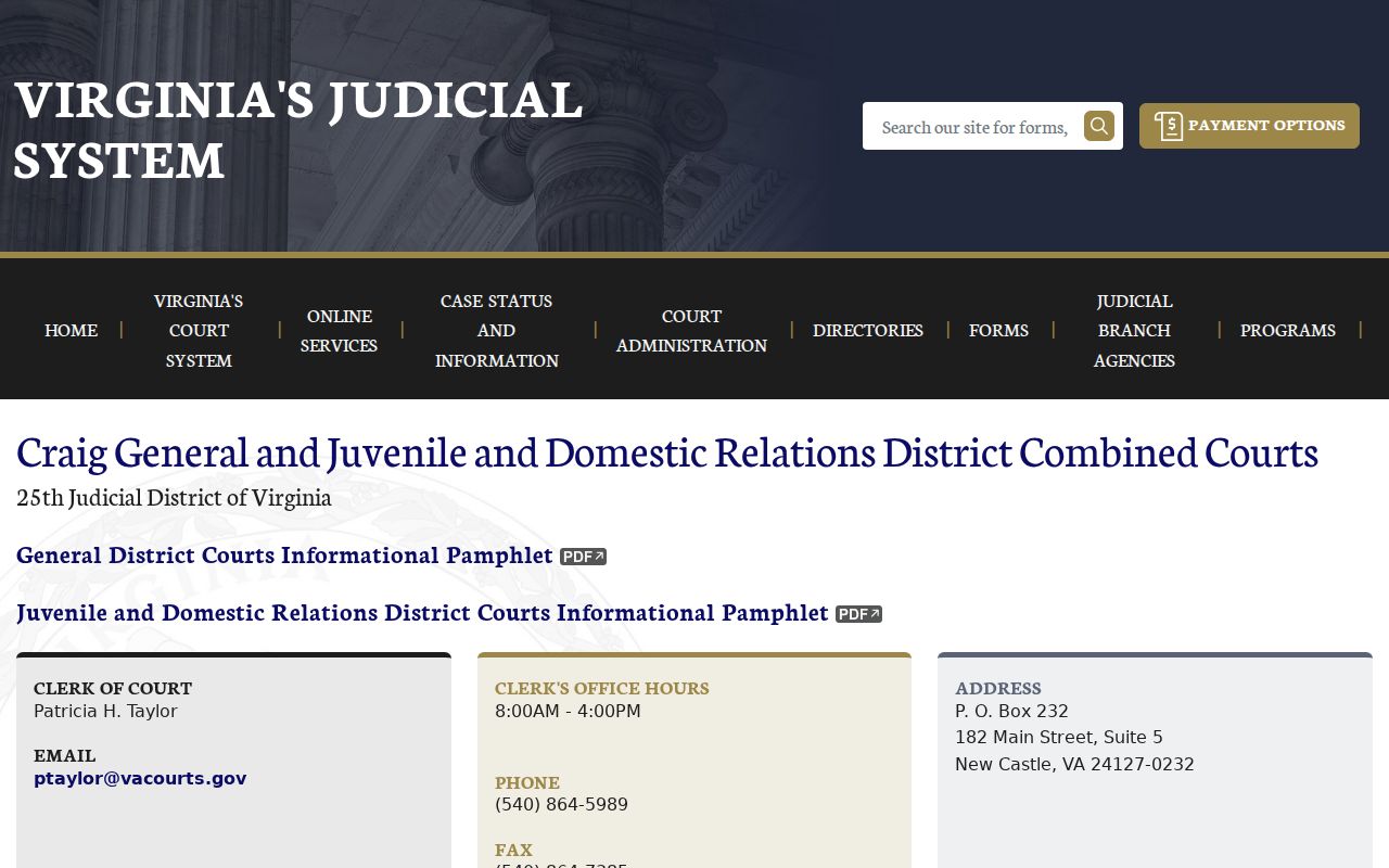 Craig County criminal court case information for misdemeanor dockets