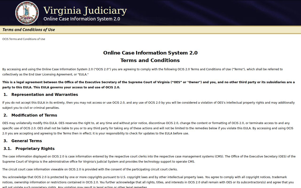 Craig County criminal court case statewide OCIS search landing page