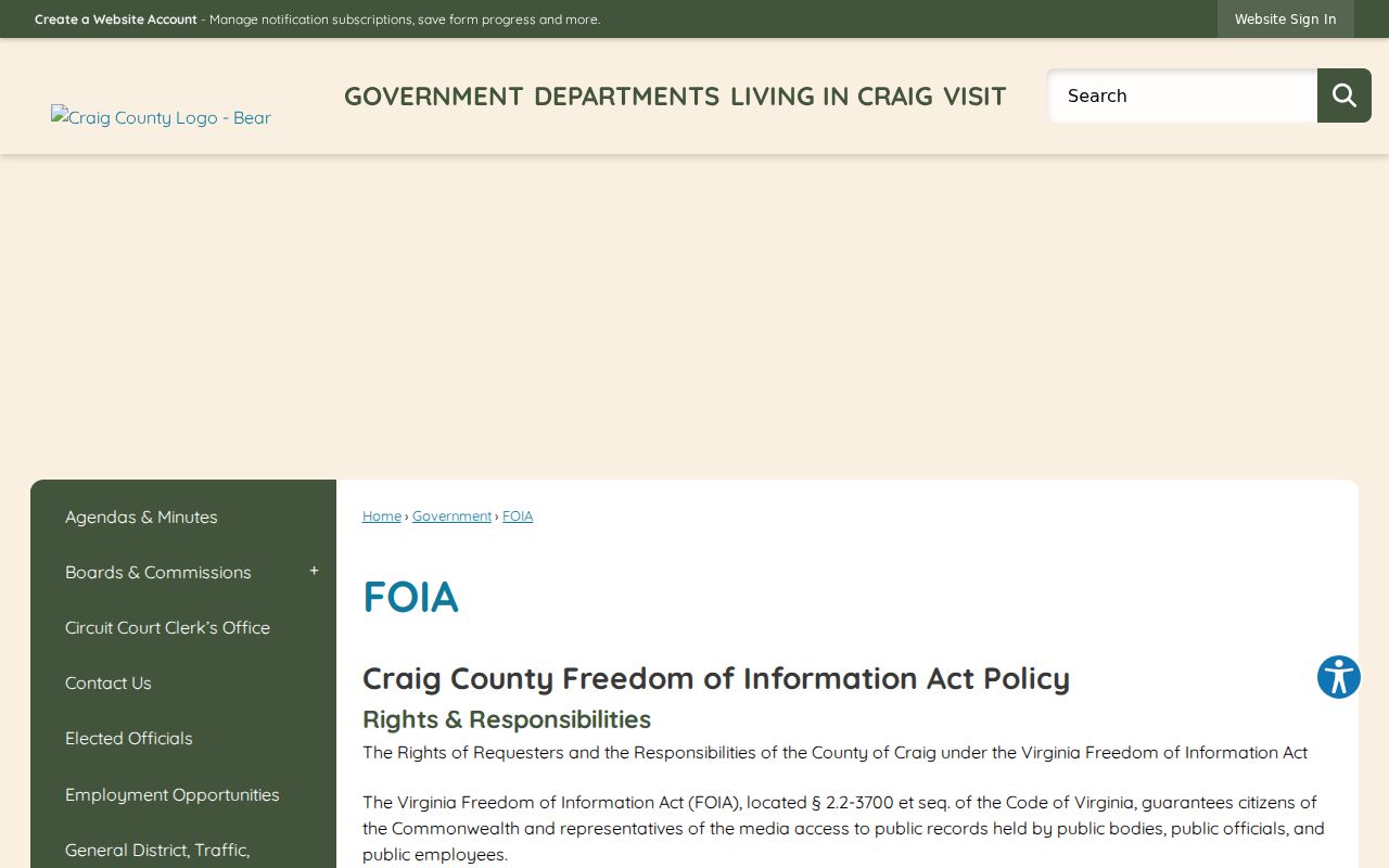 Craig County criminal history public records request policy