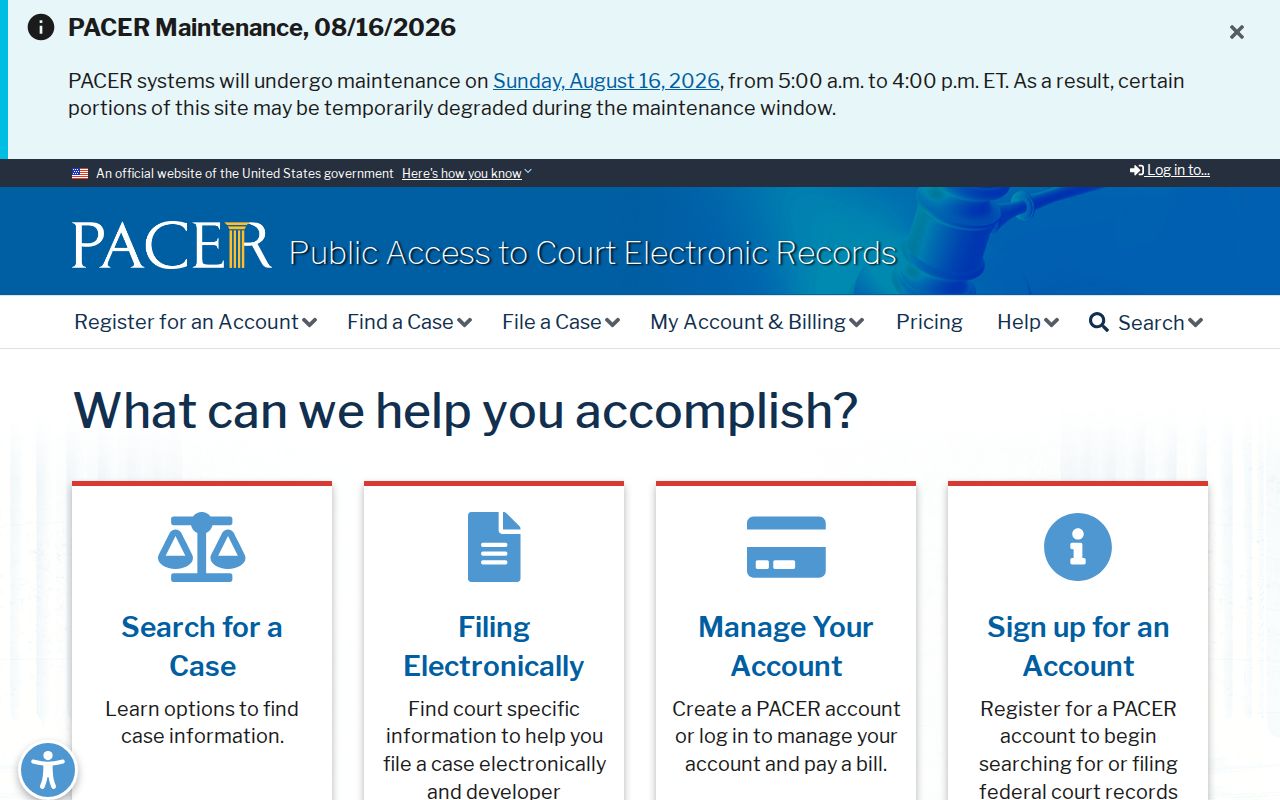 Craig County criminal history PACER federal court docket search