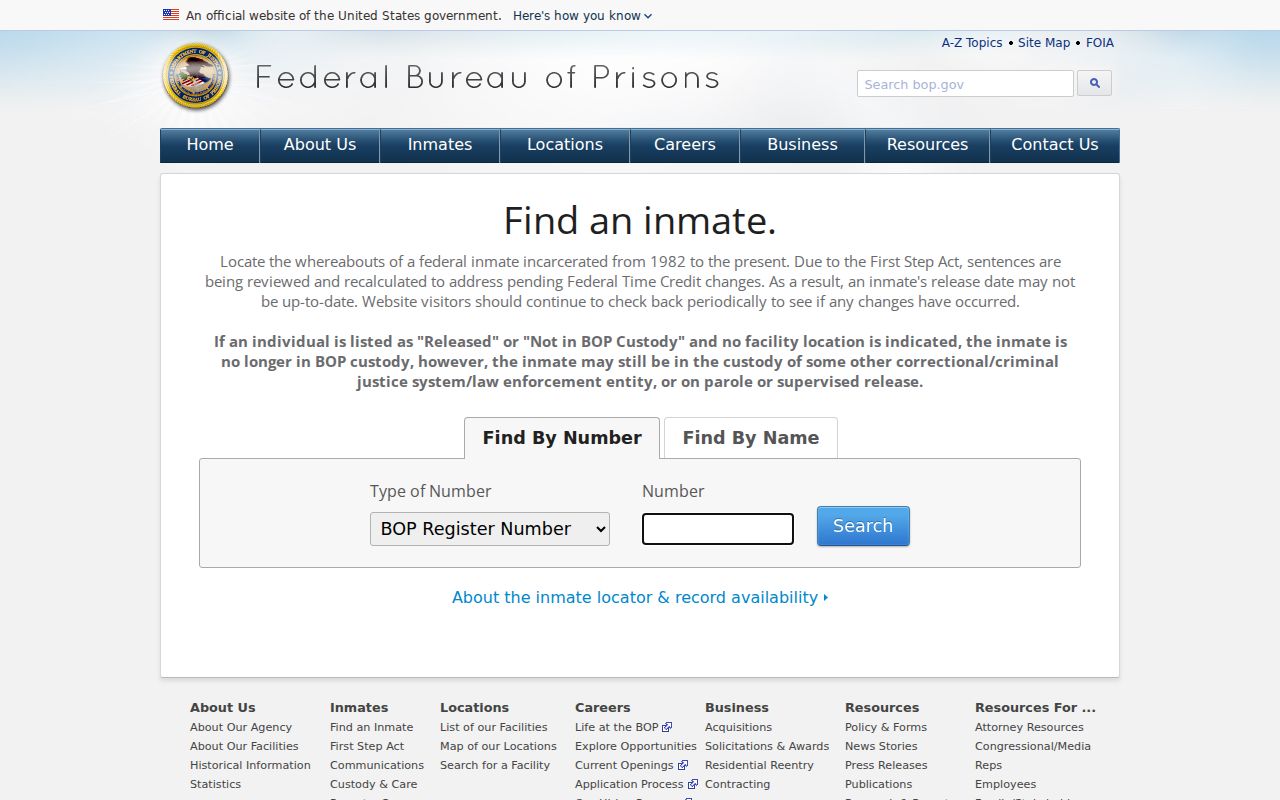 Craig County criminal history federal Bureau of Prisons inmate locator