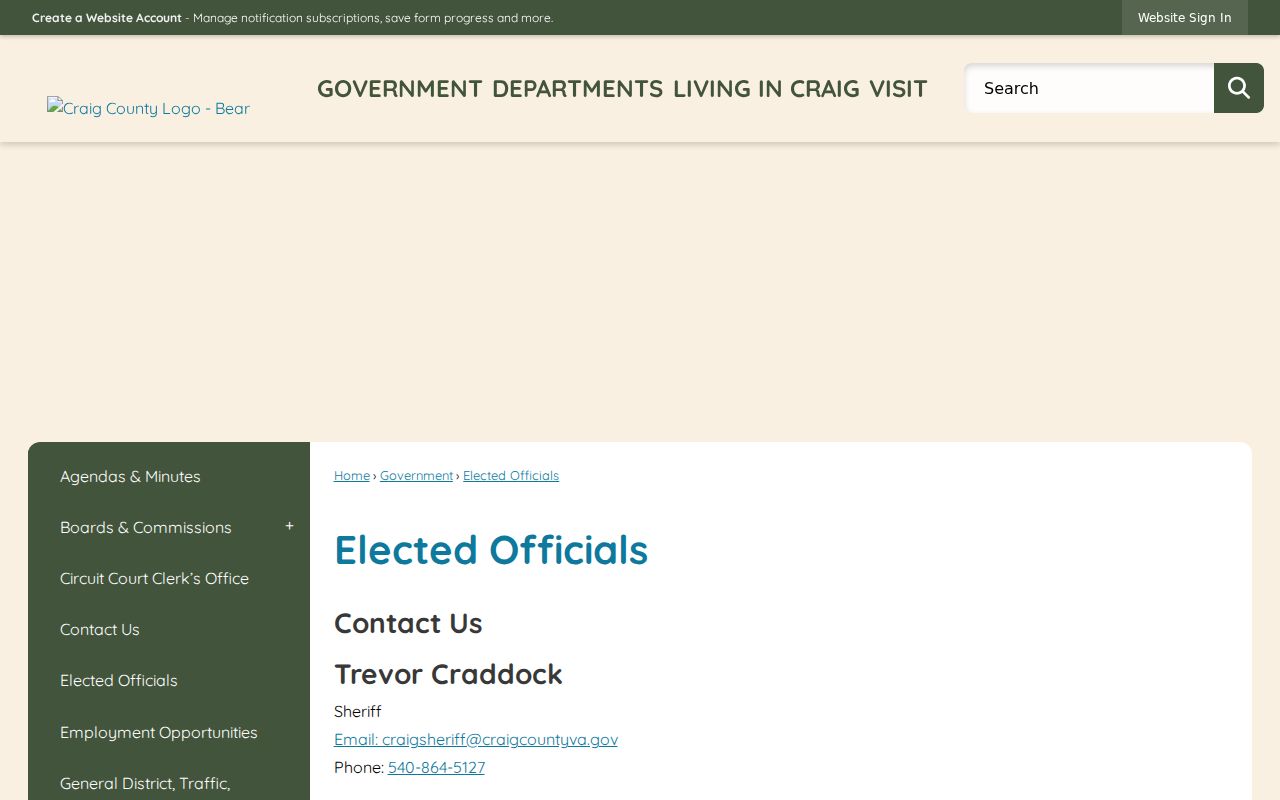 Craig County criminal history elected sheriff prosecutor and court clerk page